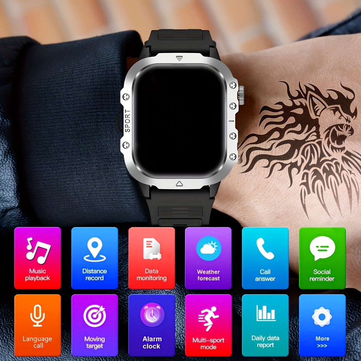 New Smartwatch with 2.01-inch Large Screen LED Flashlight Outdoor Sports Watch & Fitness Tracker Compatible with Android And iPhone Halloween Edition Suitable for Men Or Women Versatile for Multiple Scenarios The Perfect Holi