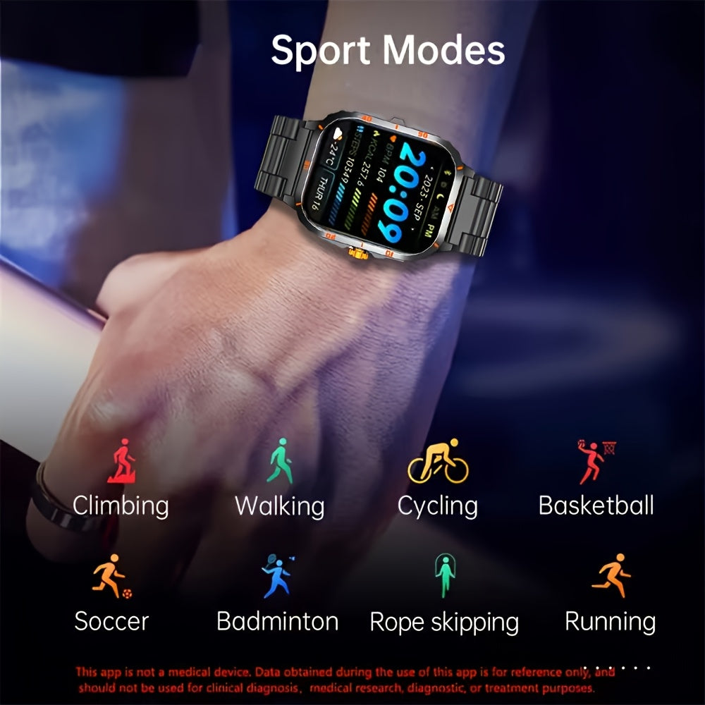 [Perfect Gift For Holidays] 2025 New Smartwatch with LED Light, Wireless Calling, Fitness Tracker, Message Alerts, Weather Alerts, SMS Alerts, Outdoor Men's Smartwatch, Compatible with Android And iPhone Devices, Perfect Gift