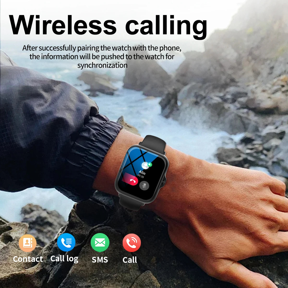 Outdoor sports smartwatch, wireless calling, information reminder, wallpaper change, men's and women's multifunctional sports wa