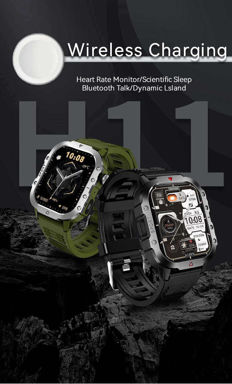 LAXASFIT Smart Watch Bluetooth Voice Call Smart Watch with LED Flashlight Health Monitor Outdoor Sports Smart Watch