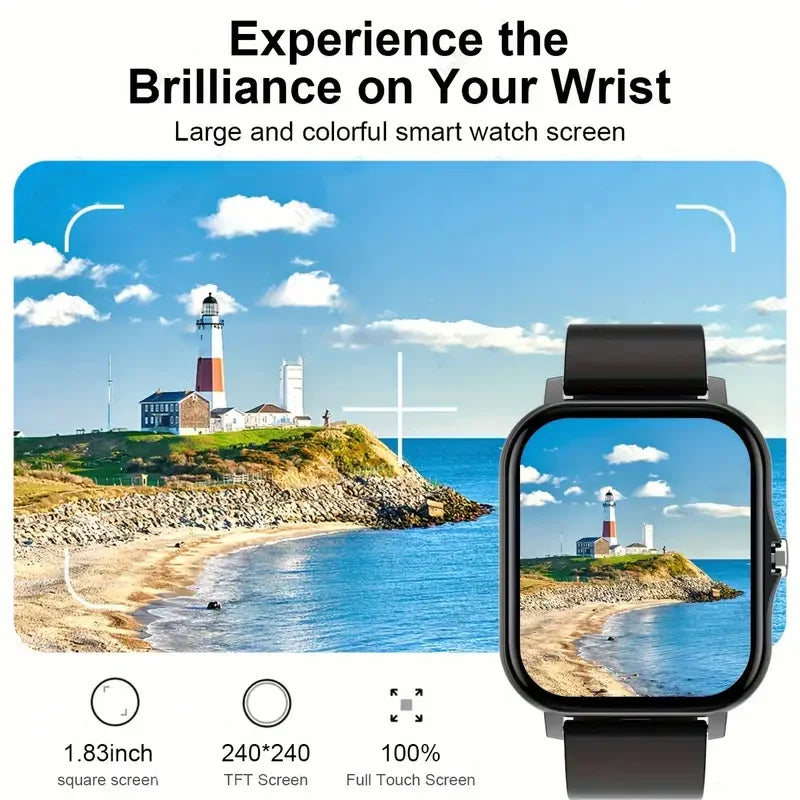 LAXASFIT 2025 Smart Watch 1.83 Inch HD Display Answer Make Call Message Preview Sport Modes DIY Dial Weather Forecast Men Women