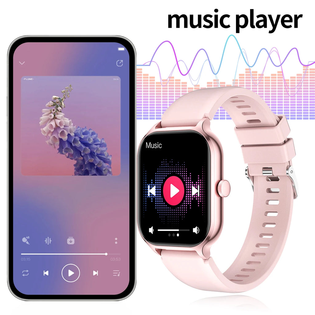 Smart watch with multiple sports modes, can make and receive calls, message reminders, health monitoring, compatible with Androi