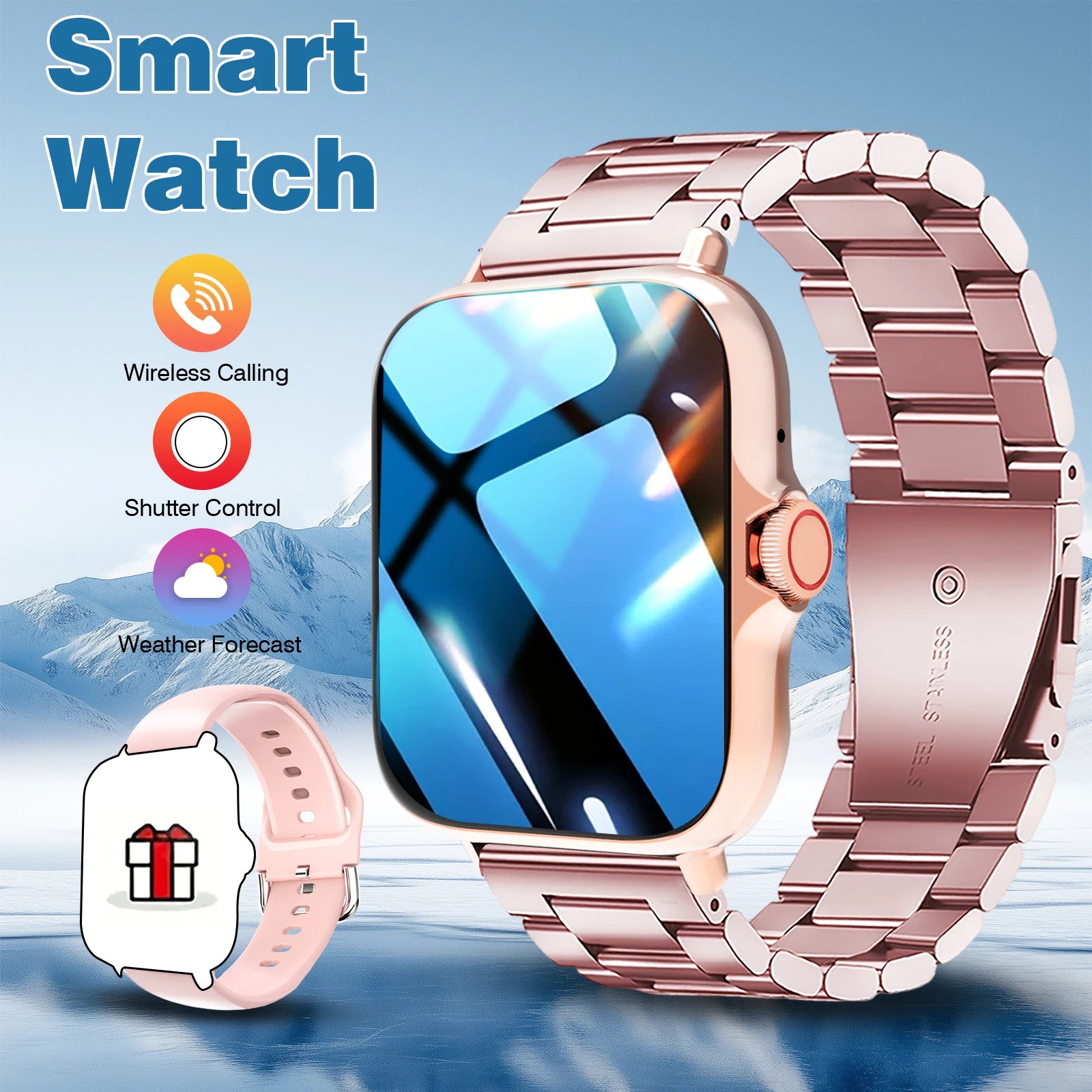 Outdoor sports smartwatch, wireless calling, information reminder, wallpaper change, men's and women's multifunctional sports wa