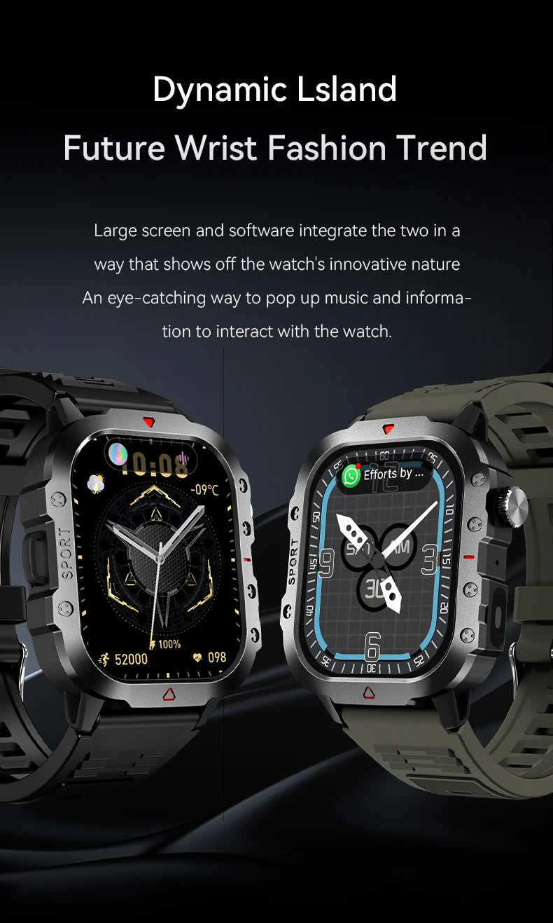 LAXASFIT Smart Watch Bluetooth Voice Call Smart Watch with LED Flashlight Health Monitor Outdoor Sports Smart Watch