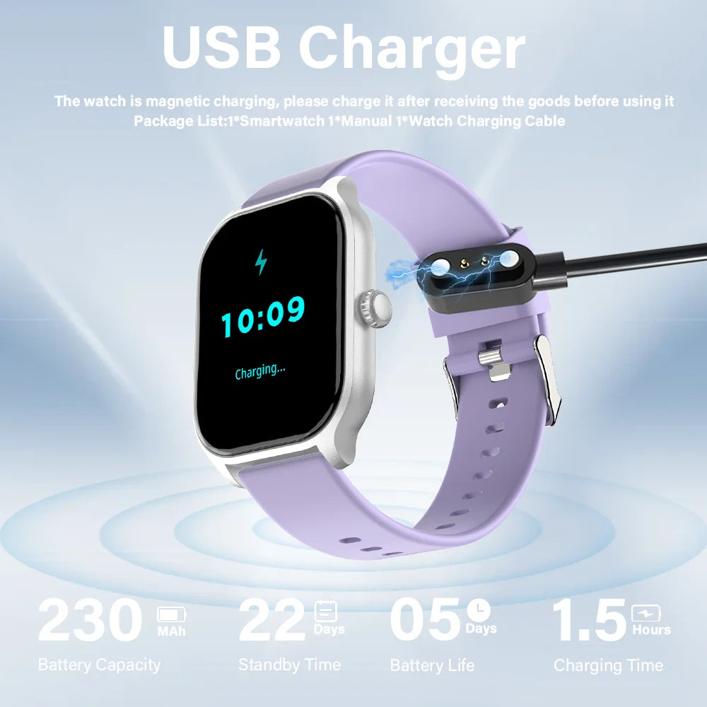 LAXASFIT New Smart Watch 2.01 Inch Smart Watch Bluetooth Call Men Women IP68 Waterproof Sports Fitness Smart Watch