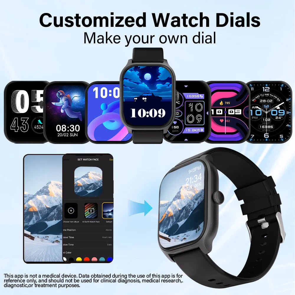 LAXASFIT New Smart Watch 2.01 Inch Smart Watch Bluetooth Call Men Women IP68 Waterproof Sports Fitness Smart Watch