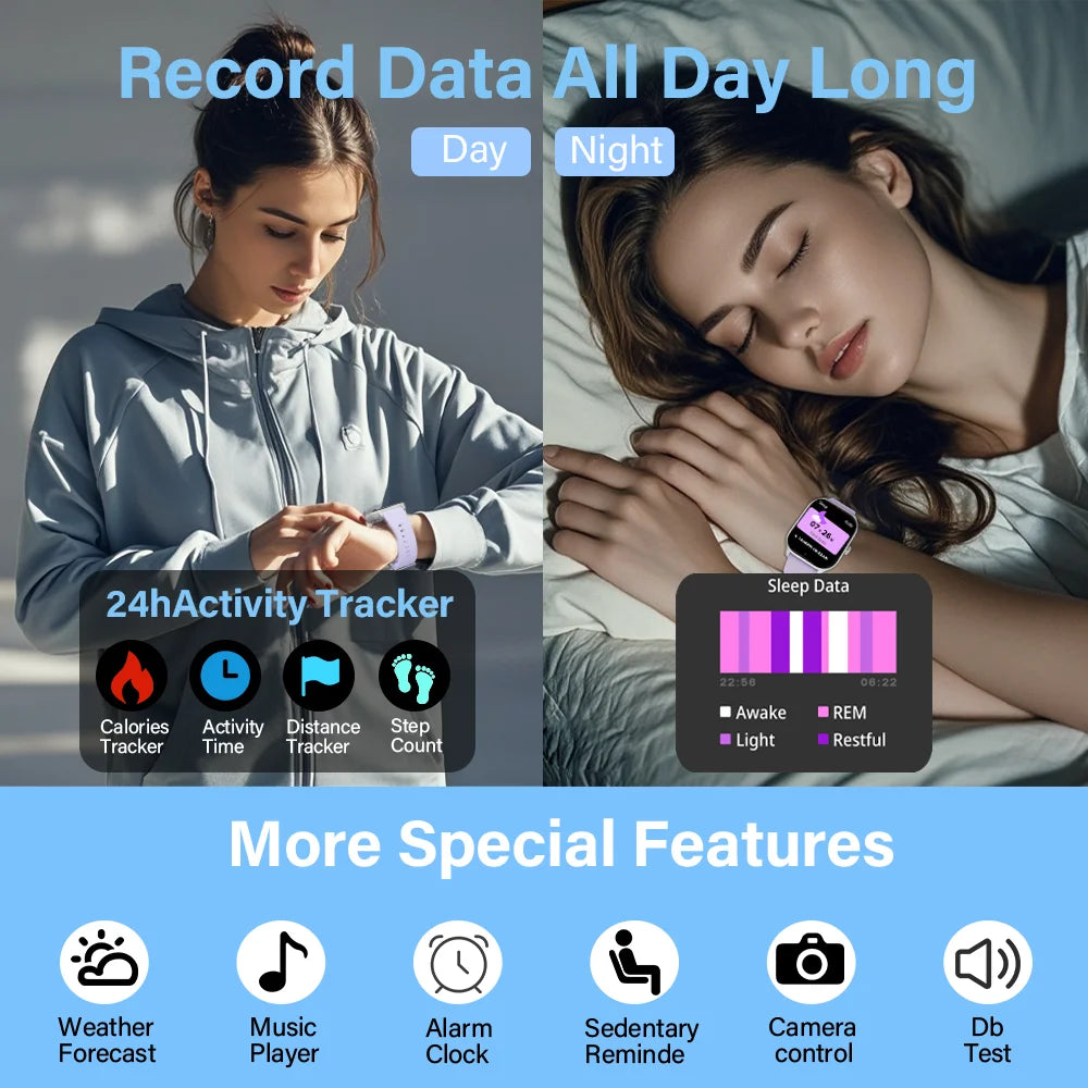 LAXASFIT New Smart Watch 2.01 Inch Smart Watch Bluetooth Call Men Women IP68 Waterproof Sports Fitness Smart Watch