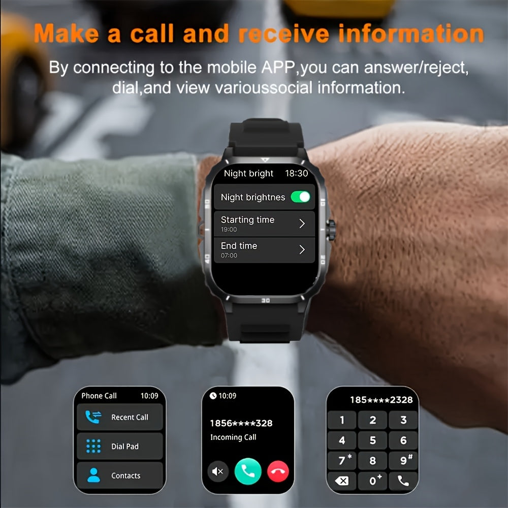 [Perfect Gift For Holidays] 2025 New Smartwatch with LED Light, Wireless Calling, Fitness Tracker, Message Alerts, Weather Alerts, SMS Alerts, Outdoor Men's Smartwatch, Compatible with Android And iPhone Devices, Perfect Gift