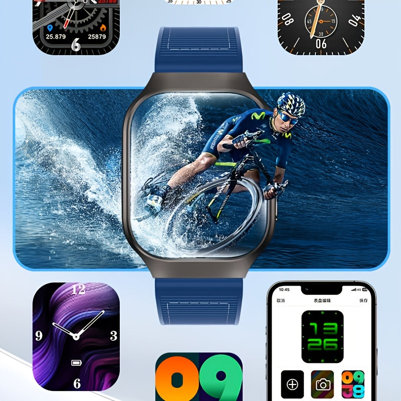Unisex Curved Screen Smartwatch with Wi-Fi And Wi-Fi 5.2 - High Quality, 1.96" HD Display, 360° Panoramic View, Rechargeable Battery, Fitness Tracking, Outdoor Sports, Fashion Smartwatch, Health Monitoring, Streamlined Dial