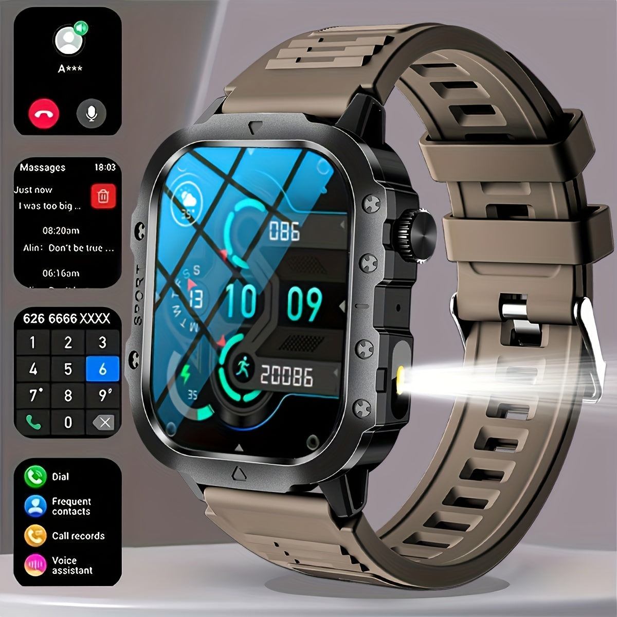 New Smartwatch with 2.01-inch Large Screen LED Flashlight Outdoor Sports Watch & Fitness Tracker Compatible with Android And iPhone Halloween Edition Suitable for Men Or Women Versatile for Multiple Scenarios The Perfect Holi