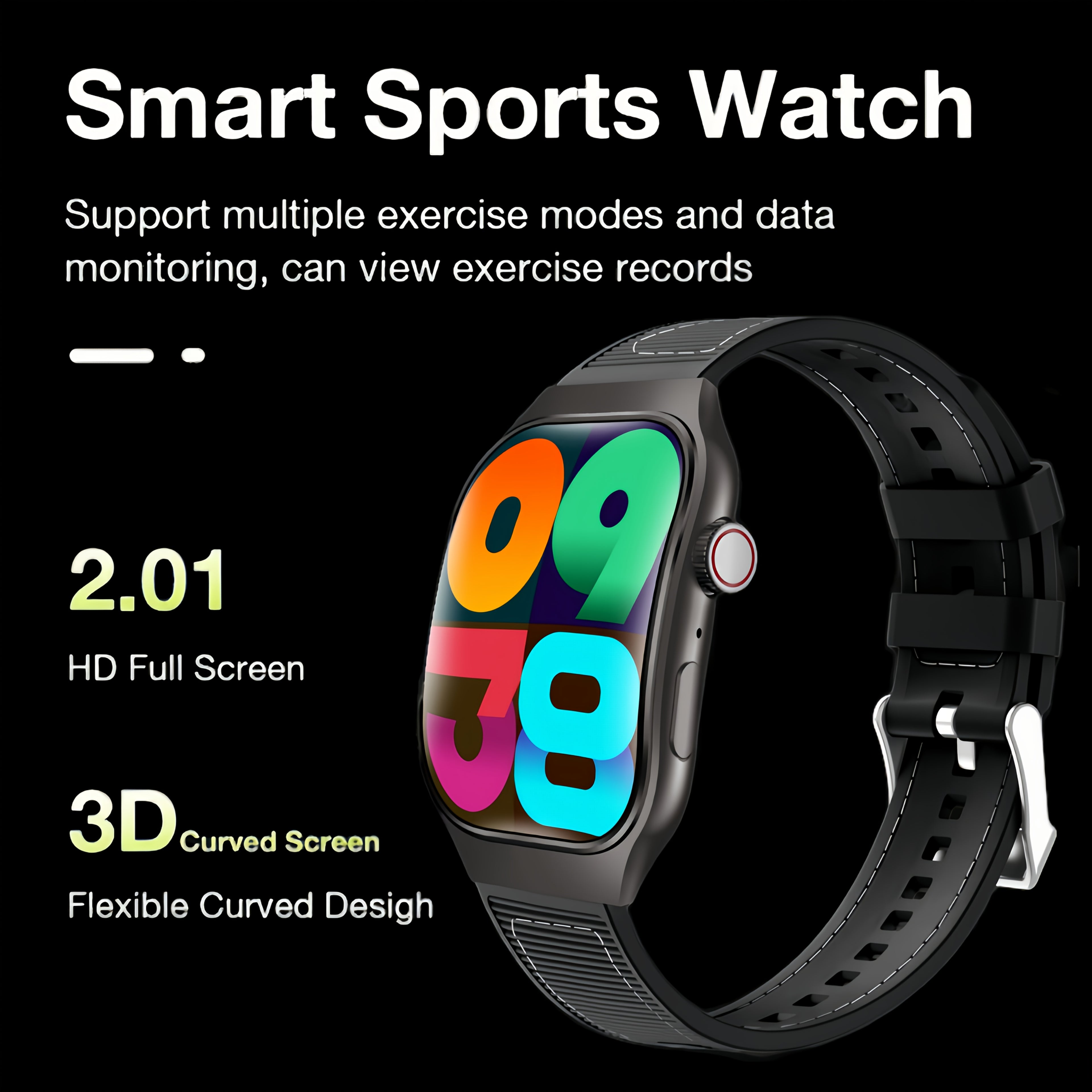 Unisex Curved Screen Smartwatch with Wi-Fi And Wi-Fi 5.2 - High Quality, 1.96" HD Display, 360° Panoramic View, Rechargeable Battery, Fitness Tracking, Outdoor Sports, Fashion Smartwatch, Health Monitoring, Streamlined Dial
